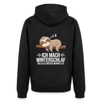 Ich Mach Winterschlaf Bis Alles Wieder Normal Ist - Unisex Premium Bio Zip Hoodie - Schwarz - Hinten - Nico (187cm)