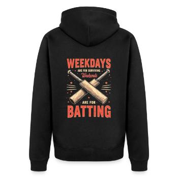 Cricket - Unisex Premium Bio Zip Hoodie - Schwarz - Hinten - Nico (187cm)
