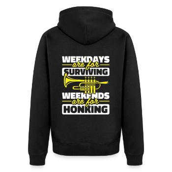 Hornist French Horn - Unisex Premium Bio Zip Hoodie - Schwarz - Hinten - Nico (187cm)