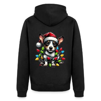 Mignon Rat Terrier Chien Chapeau de Noël Noël - Veste à capuche bio Premium Unisexe - noir - Dos - Nico (187cm)