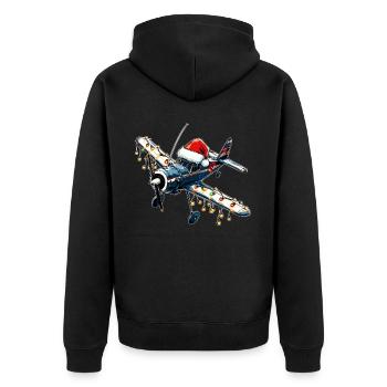 RC-Flugzeug Modellflug Pilot Weihnachten Hut Xmas - Unisex Premium Bio Zip Hoodie - Schwarz - Hinten - Nico (187cm)