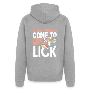 De bonnes choses pour les amateurs de glaces - Veste à capuche bio Premium Unisexe - gris chiné - Dos - Nico (187cm)