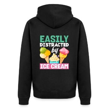 Facilement distrait par les amateurs de glaces - Veste à capuche bio Premium Unisexe - noir - Dos - Nico (187cm)