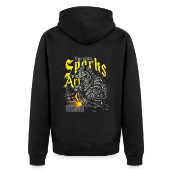 Welder Turning Sparks Into Art - Unisex Premium Organic Zip Hoodie - black - Back - Nico (187cm)
