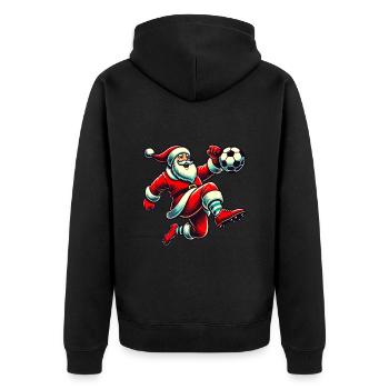 Fußballspielender Weihnachtsmann Spaß - Unisex Premium Bio Zip Hoodie - Schwarz - Hinten - Nico (187cm)