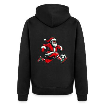 Noël Père Noël Action de football - Veste à capuche bio Premium Unisexe - noir - Dos - Nico (187cm)