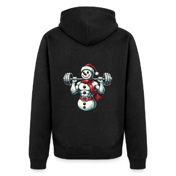 Bonhomme de neige musculaire de Noël avec haltère - Veste à capuche bio Premium Unisexe - noir - Dos - Nico (187cm)