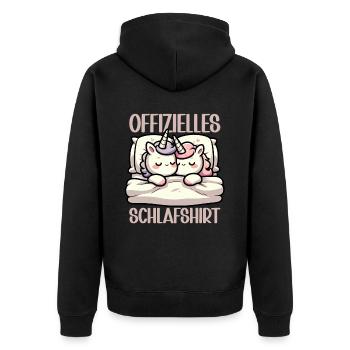 Official Sleep Shirt Unicorn Nights Pajamas - Unisex Premium Organic Zip Hoodie - black - Back - Nico (187cm)