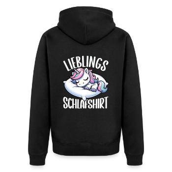Official Sleep Shirt Unicorn Nights Pajamas - Unisex Premium Organic Zip Hoodie - black - Back - Nico (187cm)