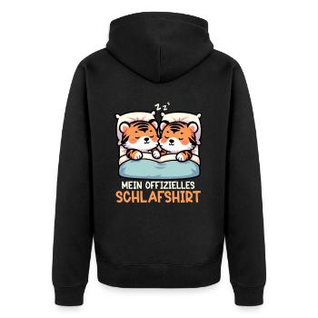 Offizielles Schlafshirt Tiger Tigerliebhaber - Unisex Premium Bio Zip Hoodie - Schwarz - Hinten - Nico (187cm)