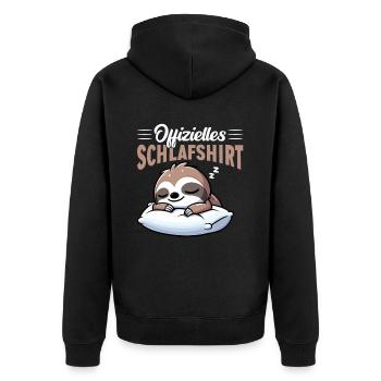 Official Sleep Shirt Sloth Late Riser - Unisex Premium Organic Zip Hoodie - black - Back - Nico (187cm)