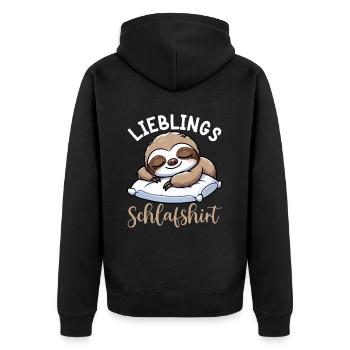Official Sleep Shirt Sloth Late Riser - Unisex Premium Organic Zip Hoodie - black - Back - Nico (187cm)