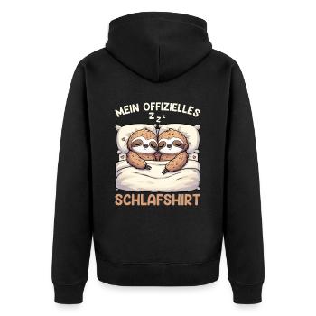 Official Sleep Shirt Sloth Late Riser - Unisex Premium Organic Zip Hoodie - black - Back - Nico (187cm)