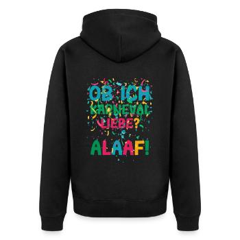 Ob ich Karneval Liebe Alaaf Fastnacht Konfetti - Unisex Premium Bio Zip Hoodie - Schwarz - Hinten - Nico (187cm)