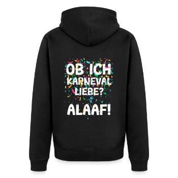 Ob ich Karneval Liebe Alaaf Fastnacht Konfetti - Unisex Premium Bio Zip Hoodie - Schwarz - Hinten - Nico (187cm)