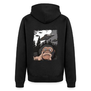 Drôle Gorille OVNI Trucs étranges Mème - Veste à capuche bio Premium Unisexe - noir - Dos - Nico (187cm)