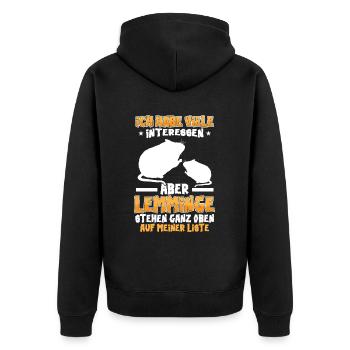 Lemmings are at the top Vole Lemming - Unisex Premium Organic Zip Hoodie - black - Back - Nico (187cm)