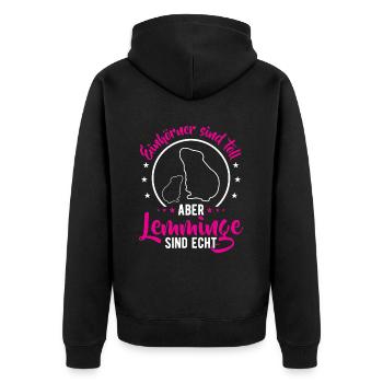 Lemmings are real vole lemming - Unisex Premium Organic Zip Hoodie - black - Back - Nico (187cm)