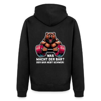 Bodybuilding Bodybuilder Fitness Geschenk Muskeln - Unisex Premium Bio Zip Hoodie - Schwarz - Hinten - Nico (187cm)