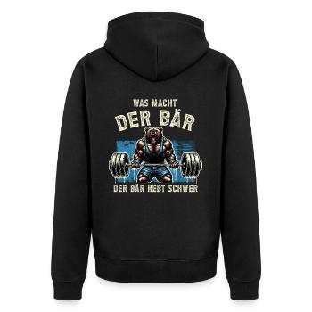 Bodybuilding Bodybuilder Fitness Geschenk Muskeln - Unisex Premium Bio Zip Hoodie - Schwarz - Hinten - Nico (187cm)