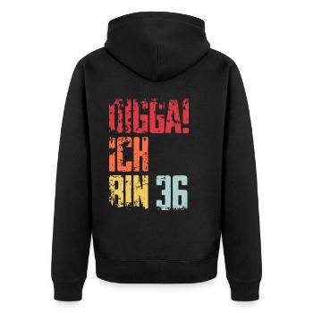 36. Geburtstag 36 Jahre Geschenk Spruch - Unisex Premium Bio Zip Hoodie - Schwarz - Hinten - Nico (187cm)