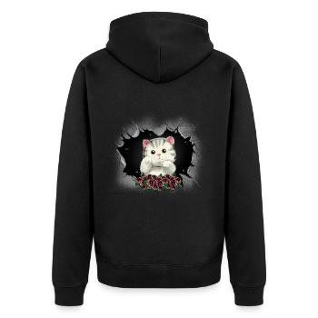 Chat Chats Chaton Roses Salutations Anniversaire - Veste à capuche bio Premium Unisexe - noir - Dos - Nico (187cm)