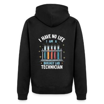 Assistante de laboratoire en biologie - Veste à capuche bio Premium Unisexe - noir - Dos - Nico (187cm)