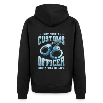 Customs official - Unisex Premium Organic Zip Hoodie - black - Back - Nico (187cm)