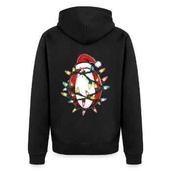 Rugby Ballspieler Team Weihnachtsmütze Xmas - Unisex Premium Bio Zip Hoodie - Schwarz - Hinten - Nico (187cm)