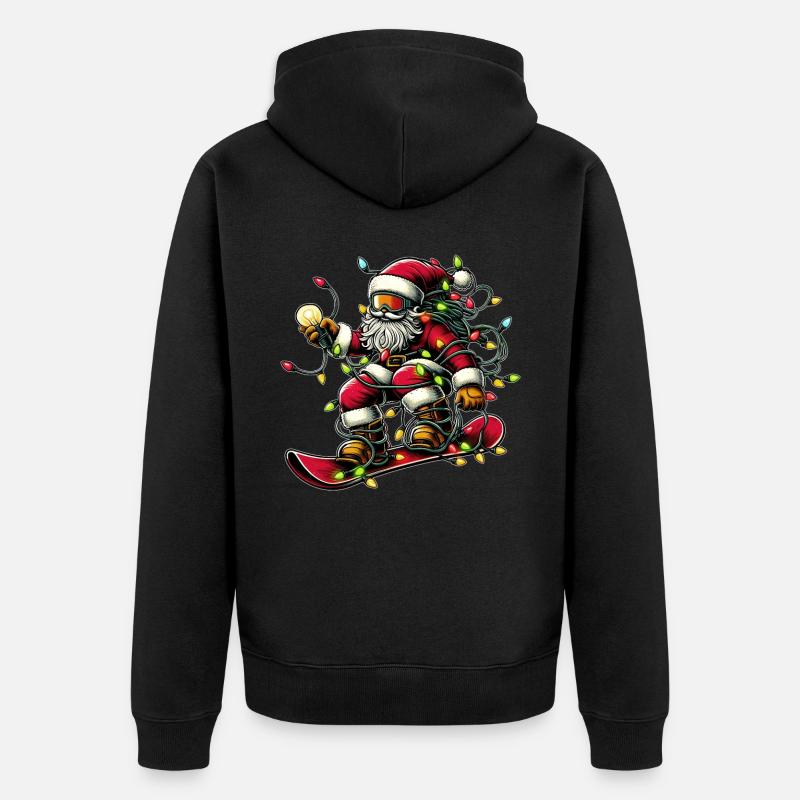 Père Noël Snowboard Snowboard Snowboarder - Veste à capuche bio Premium Unisexe - noir