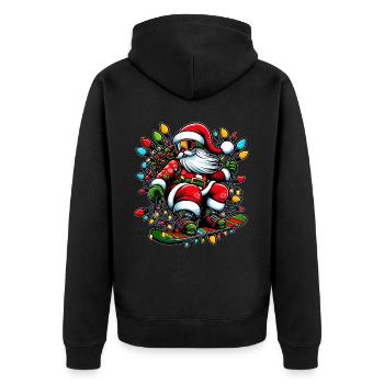Weihnachtsmann Snowboarding Snowboard Snowboarder - Unisex Premium Bio Zip Hoodie - Schwarz - Hinten - Nico (187cm)