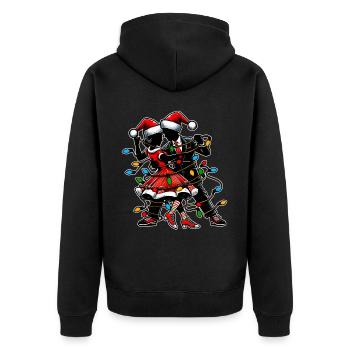 Sock Hop Dance 50s Weihnachtsmütze Xmas - Unisex Premium Bio Zip Hoodie - Schwarz - Hinten - Nico (187cm)