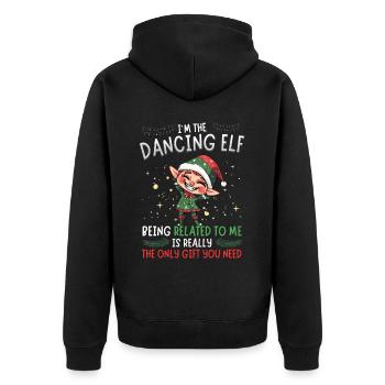 I'm the Dancing Elf - Partnerlook Weihnachten - Unisex Premium Bio Zip Hoodie - Schwarz - Hinten - Nico (187cm)