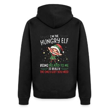 Je suis l’elfe affamé - Look assorti de Noël - Veste à capuche bio Premium Unisexe - noir - Dos - Nico (187cm)