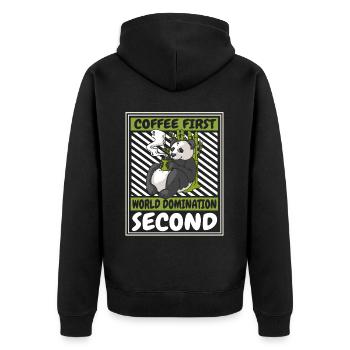Café Première Domination du Monde Deuxième Panda Ours - Veste à capuche bio Premium Unisexe - noir - Dos - Nico (187cm)