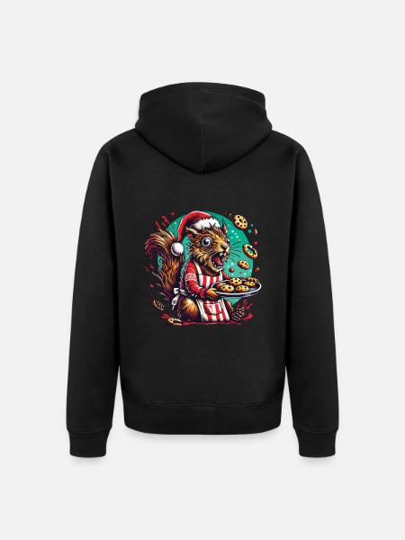 Weihnachtsstress Lustiges Mama Eichhörnchen - Unisex Premium Bio Zip Hoodie - Schwarz