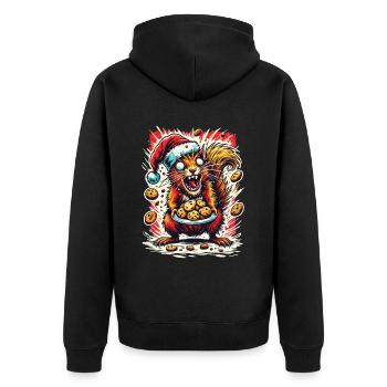 Weihnachtsstress Lustig Mama Eichhörnchen - Unisex Premium Bio Zip Hoodie - Schwarz - Hinten - Nico (187cm)