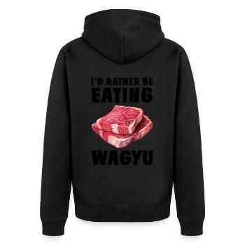 Wagyu Steak - Unisex Premium Organic Zip Hoodie - black - Back - Nico (187cm)