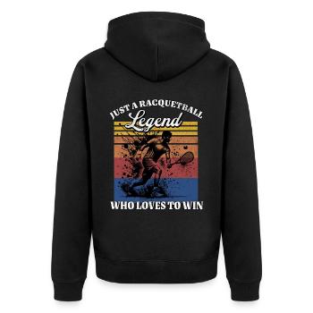 US Racquetball Spieler - Unisex Premium Bio Zip Hoodie - Schwarz - Hinten - Nico (187cm)