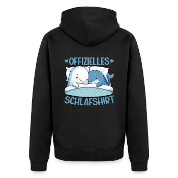 Official Sleep Shirt Whale Night Owls - Unisex Premium Organic Zip Hoodie - black - Back - Nico (187cm)