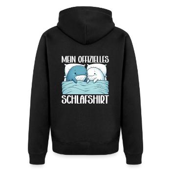 Official Sleep Shirt Whale Night Owls - Unisex Premium Organic Zip Hoodie - black - Back - Nico (187cm)
