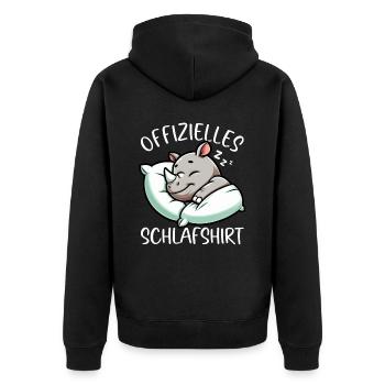 Official Sleeping Shirt Rhinoceros Late Riser - Unisex Premium Organic Zip Hoodie - black - Back - Nico (187cm)