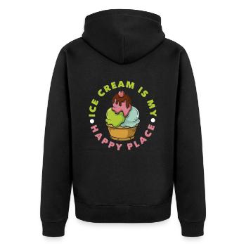 Amateur de crème glacée : Mon endroit heureux - Veste à capuche bio Premium Unisexe - noir - Dos - Nico (187cm)