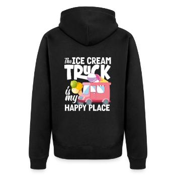 Le camion de crème glacée est mon lieu de bonheur Crème glacée - Veste à capuche bio Premium Unisexe - noir - Dos - Nico (187cm)