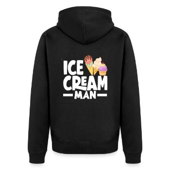 Eiscreme Liebhaber Eis Mann - Unisex Premium Bio Zip Hoodie - Schwarz - Hinten - Nico (187cm)