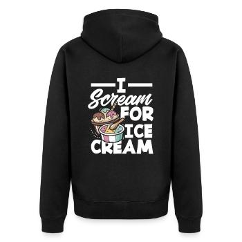 Je crie pour les amateurs de crème glacée Crème glacée - Veste à capuche bio Premium Unisexe - noir - Dos - Nico (187cm)