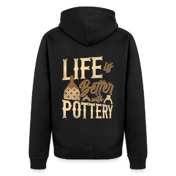 Pottery Ceramics Artist Life Is - Unisex Premium Organic Zip Hoodie - black - Back - Nico (187cm)