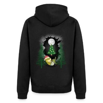 Nikolaus Frosch Weihnachten Chillen Santa Xmas - Unisex Premium Bio Zip Hoodie - Schwarz - Hinten - Nico (187cm)