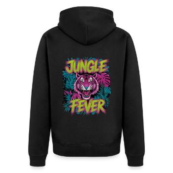 Jungle Fever Tiger für einen Tiger Liebhaber - Unisex Premium Bio Zip Hoodie - Schwarz - Hinten - Nico (187cm)