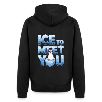 Pinguin To Meet You für Pinguin Fan - Unisex Premium Bio Zip Hoodie - Schwarz - Hinten - Nico (187cm)